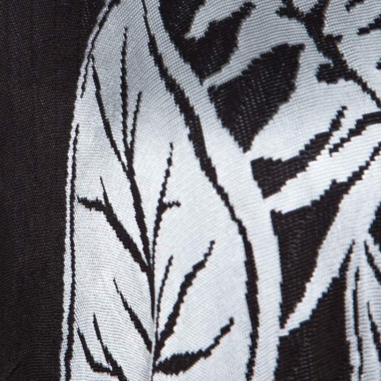 Pre Owned St. John Monochrome Jacquard Knit Draped Cardigan XL