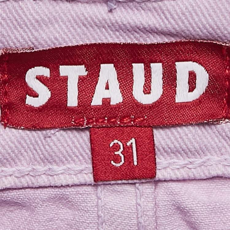 Pre Owned Staud Purple Lilac Denim Straight Leg Jeans L Waist 31"