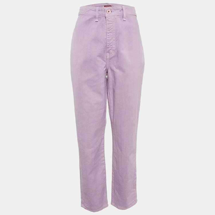 Pre Owned Staud Purple Lilac Denim Straight Leg Jeans L Waist 31"