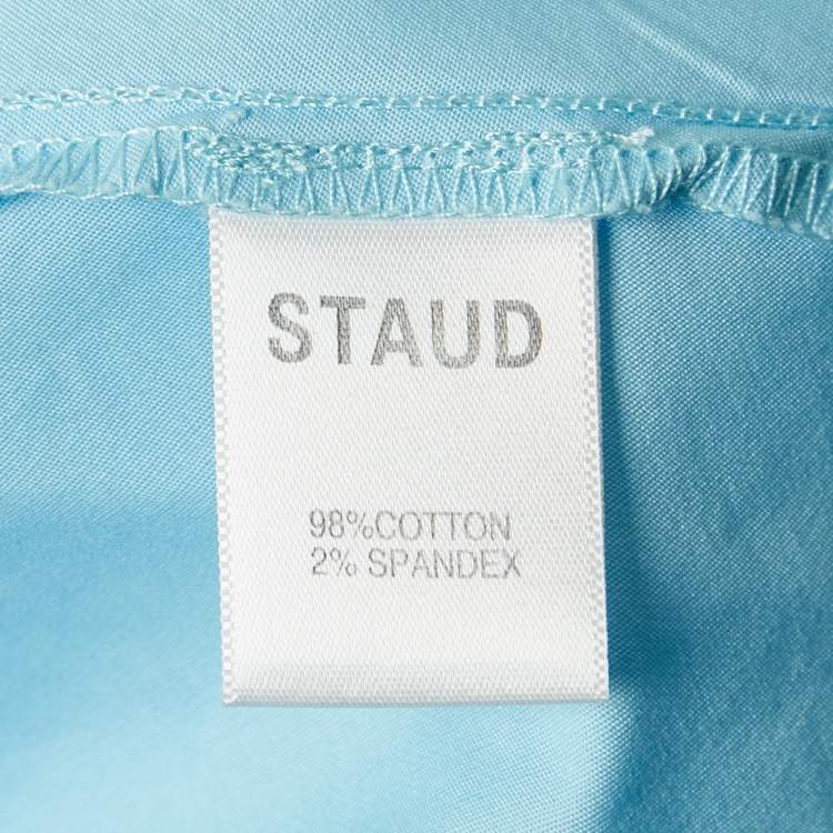 مملوكة مسبقًا Staud Blue Cotton Tie -Up Detail Dew Amaretti Maxi Dress XS
