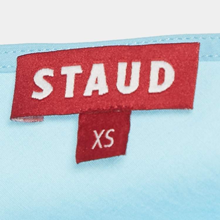 مملوكة مسبقًا Staud Blue Cotton Tie -Up Detail Dew Amaretti Maxi Dress XS