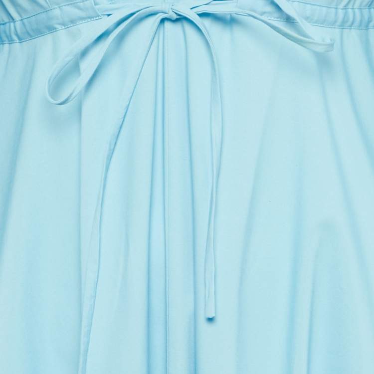 مملوكة مسبقًا Staud Blue Cotton Tie -Up Detail Dew Amaretti Maxi Dress XS