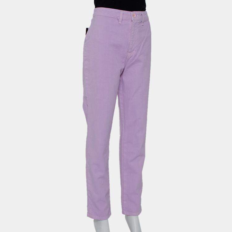 Pre Owned STAUD Lilac Denim Contrast Pocket Detail High Rise Jeans M