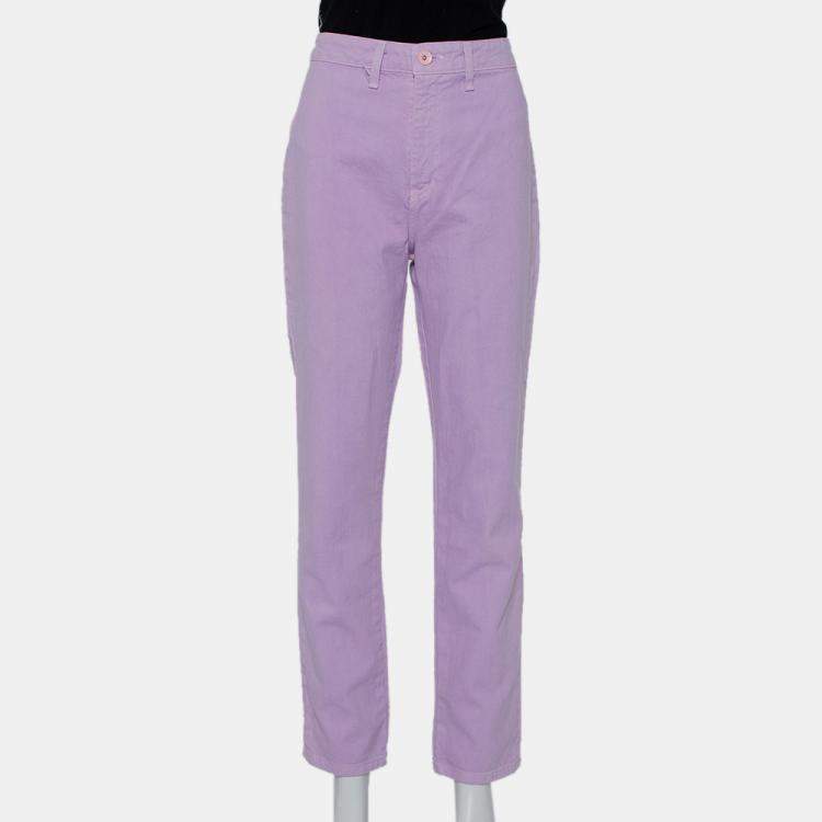 Pre Owned STAUD Lilac Denim Contrast Pocket Detail High Rise Jeans M