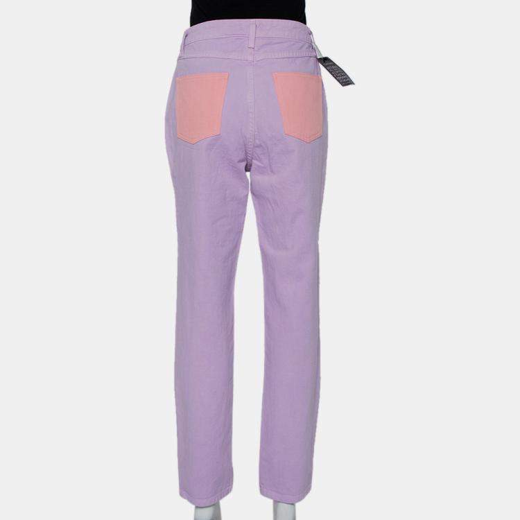 Pre Owned STAUD Lilac Denim Contrast Pocket Detail High Rise Jeans M