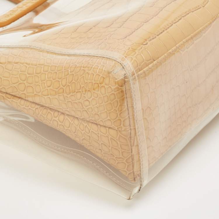 Pre Owned Staud Clear/Tan PVC Shirley Tote