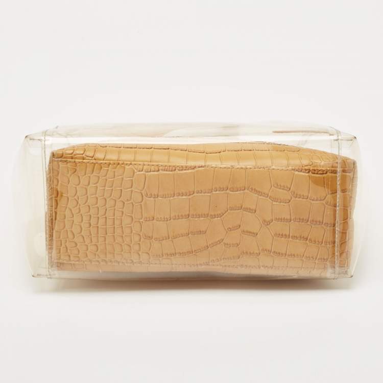 Pre Owned Staud Clear/Tan PVC Shirley Tote
