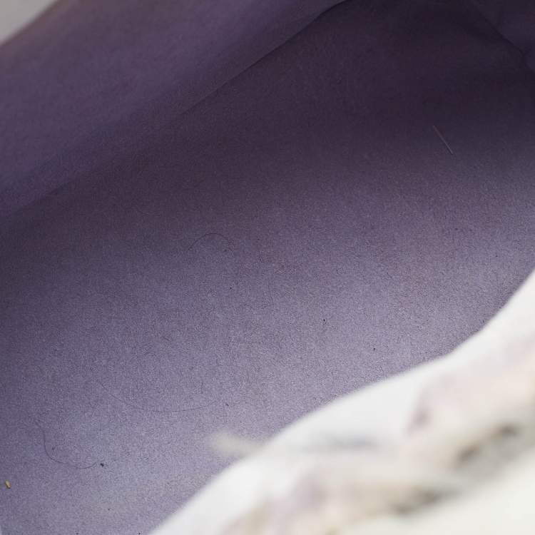 Pre Owned Staud Nic Lilac/White Feather and Patent Leather Tote