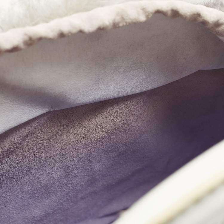 Pre Owned Staud Nic Lilac/White Feather and Patent Leather Tote