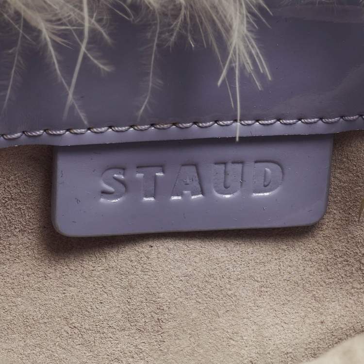 Pre Owned Staud Nic Lilac/White Feather and Patent Leather Tote