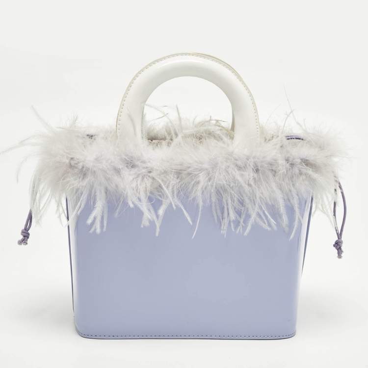 Pre Owned Staud Nic Lilac/White Feather and Patent Leather Tote