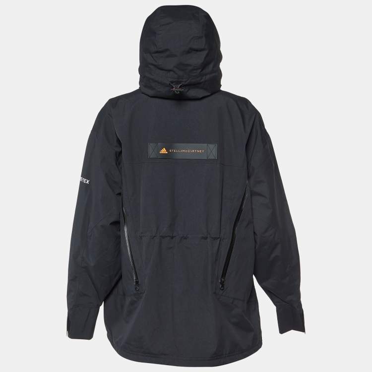 Pre Owned Adidas by Stella McCartney Black Logo Print Hooded Jacket M