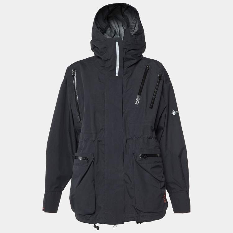 Pre Owned Adidas by Stella McCartney Black Logo Print Hooded Jacket M