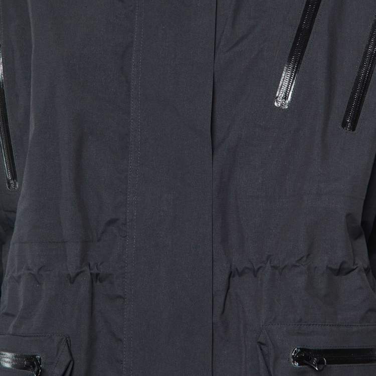 Pre Owned Adidas by Stella McCartney Black Logo Print Hooded Jacket M