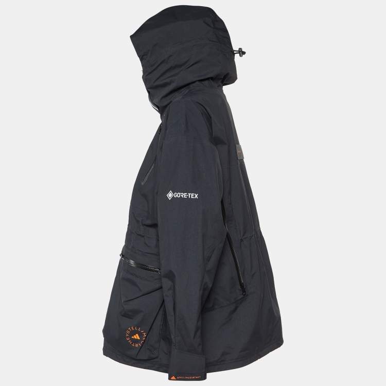 Pre Owned Adidas by Stella McCartney Black Logo Print Hooded Jacket M