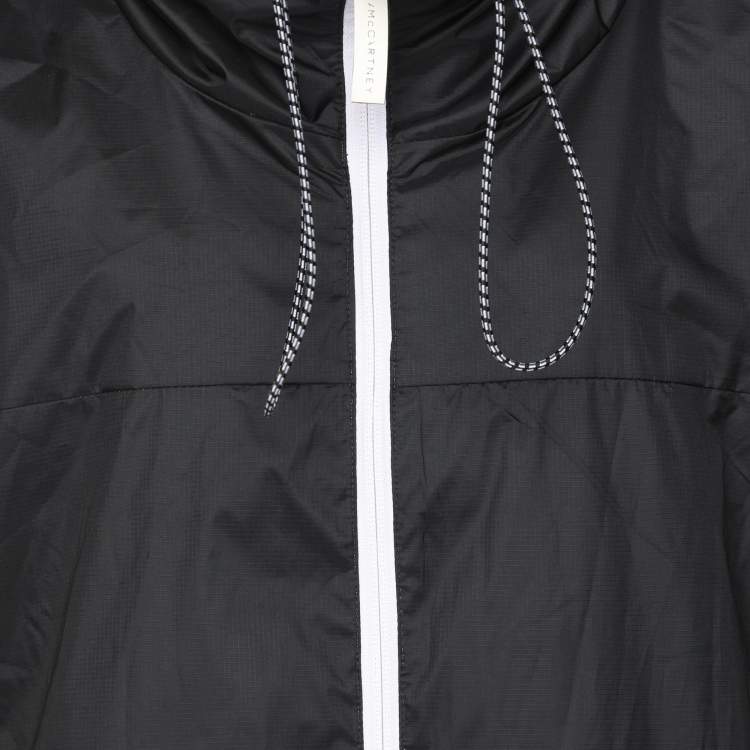 Pre Owned Adidas by Stella McCartney Black Nylon Logo Print Hooded Jacket S