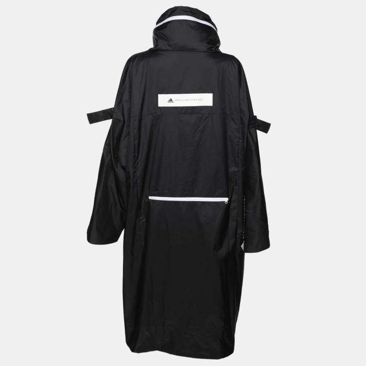 Pre Owned Adidas by Stella McCartney Black Nylon Logo Print Hooded Jacket S