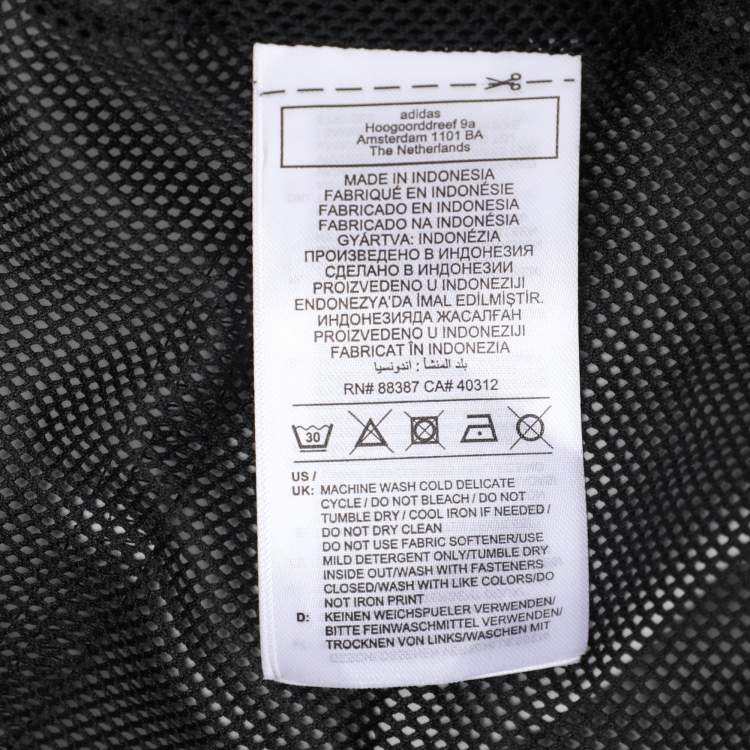 Pre Owned Adidas by Stella McCartney Black Nylon Logo Print Hooded Jacket S