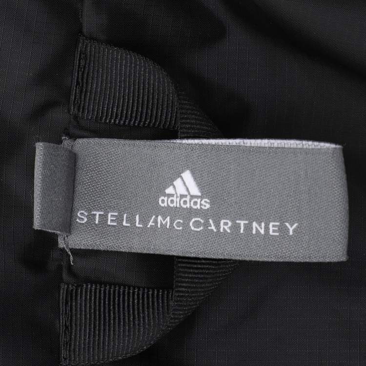Pre Owned Adidas by Stella McCartney Black Nylon Logo Print Hooded Jacket S