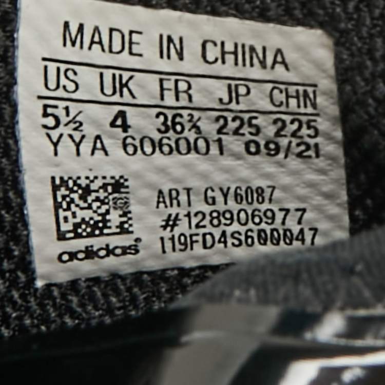 Pre Owned Stella McCartney Adidas Ultra Boost 22 Size 36.5 Black/White Fabric and Faux Patent Leather Lace Up Sneakers