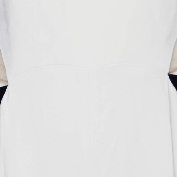 Pre Owned Stella McCartney White/Black Crepe & Velvet Cut-Out Jumpsuit M