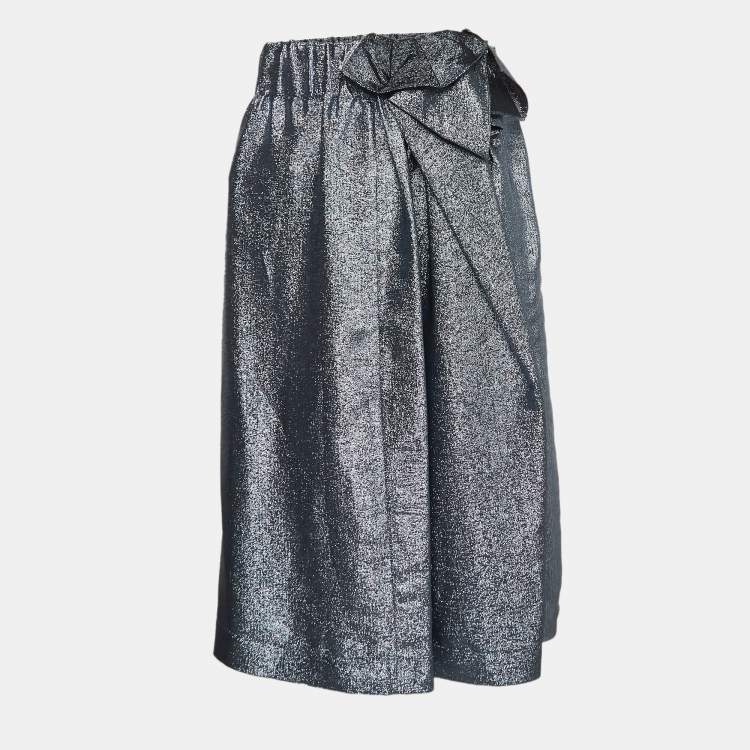 Pre Owned Stella McCartney Blue Lurex Midi Skirt M