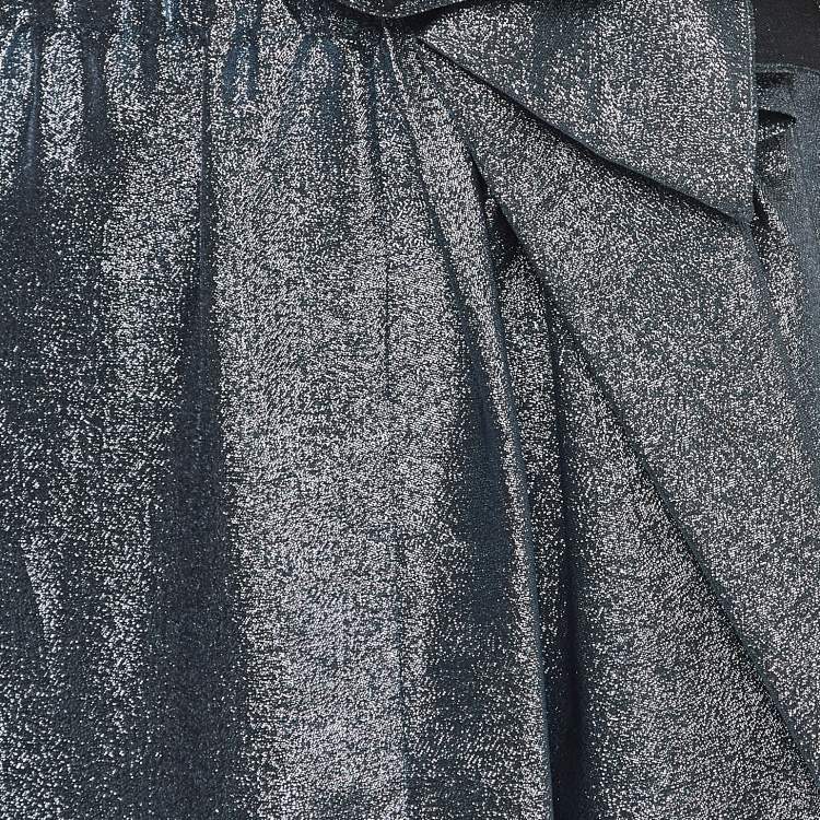 Pre Owned Stella McCartney Blue Lurex Midi Skirt M