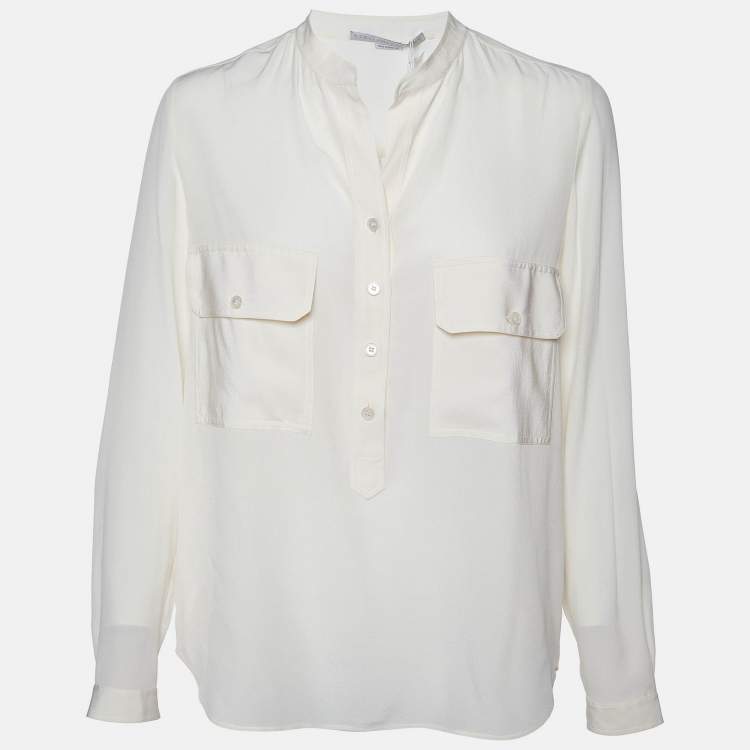 Pre Owned Stella McCartney Cream Silk Estella Long Sleeve Blouse S