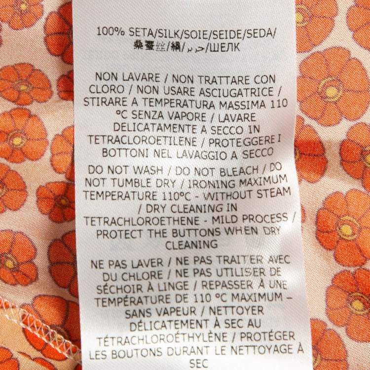 Pre Owned Stella McCartney Orange Ditsy Floral Print Silk Trousers M