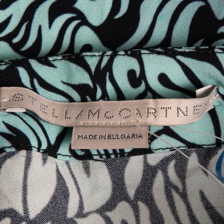 Pre Owned Stella McCartney Blue Printed Crepe de Chine Midi Skirt XS