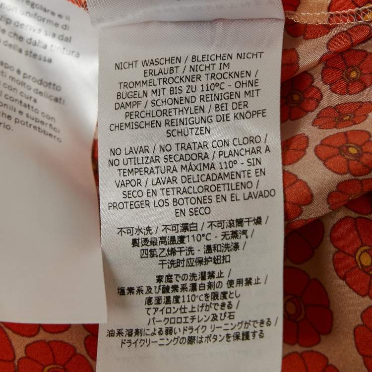 Pre Owned Stella McCartney Orange Ditsy Floral Print Silk Trousers S