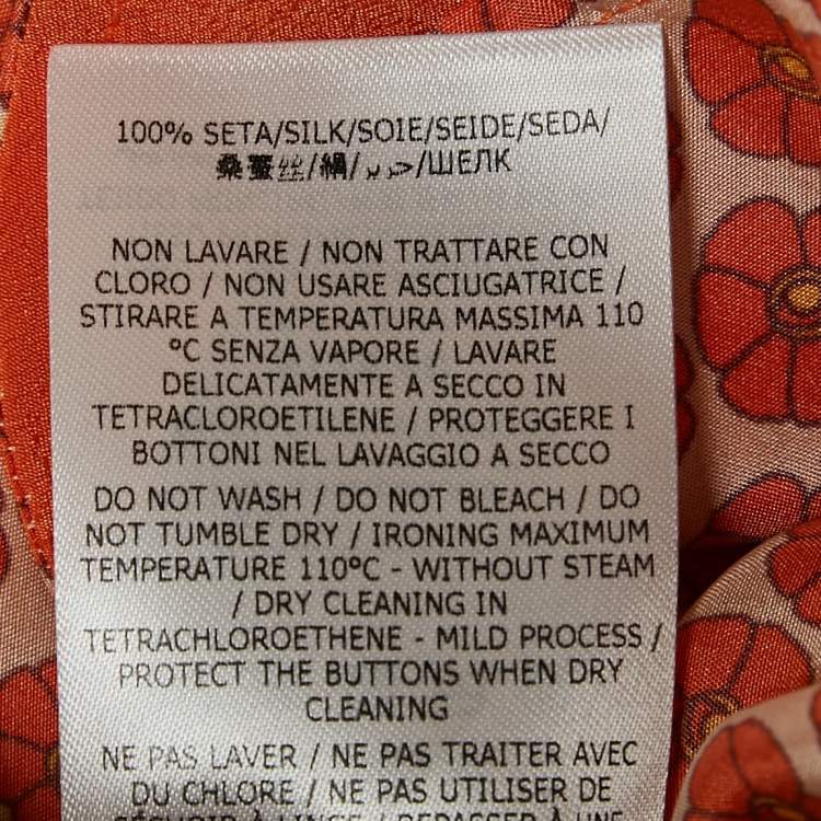 Pre Owned Stella McCartney Orange Ditsy Floral Print Silk Trousers S