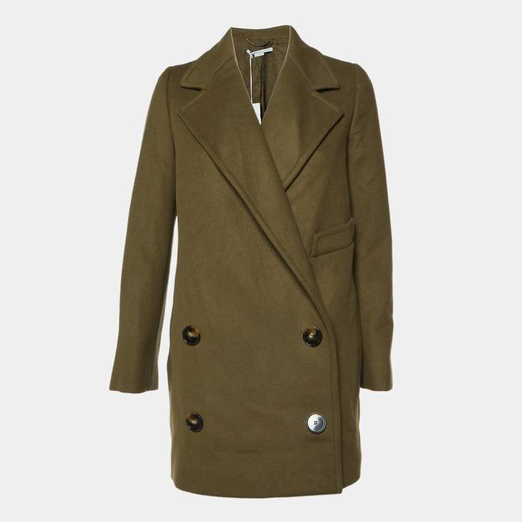 Pre Owned Stella McCartney Khaki Green Wool Double Breasted Overcoat S