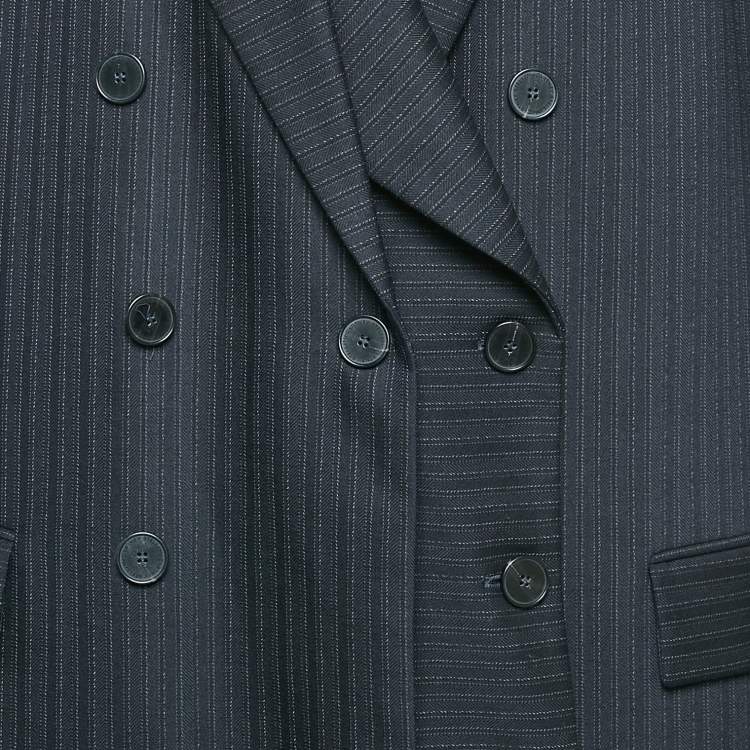 Pre Owned Stella McCartney Navy Blue Stripe Wool Overcoat L