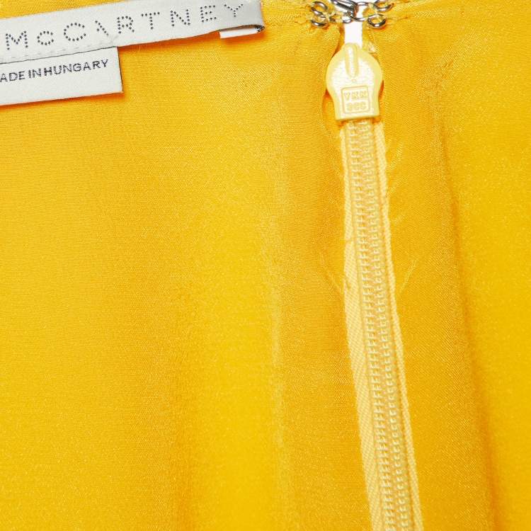 Pre Owned Stella McCartney Yellow Crepe Tie Back Midi Dress M
