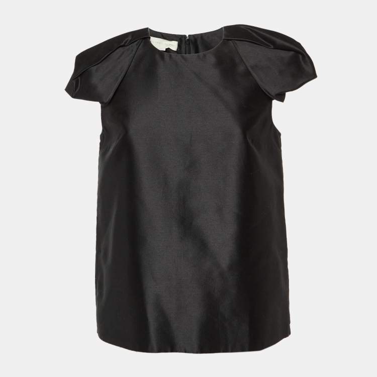 مملوكة مسبقًا Stella McCartney Black Taffeta Short Sleeve Top S