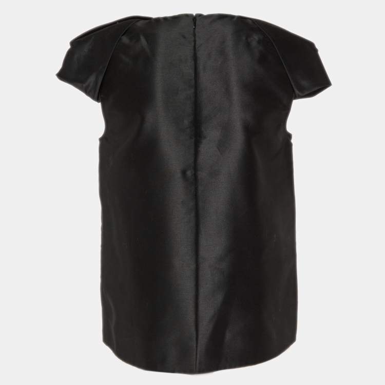 مملوكة مسبقًا Stella McCartney Black Taffeta Short Sleeve Top S