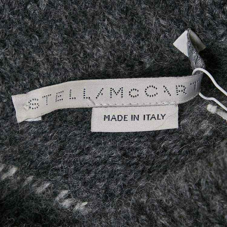 Pre Owned Stella McCartney Grey Striped Wool Midi Skirt XS