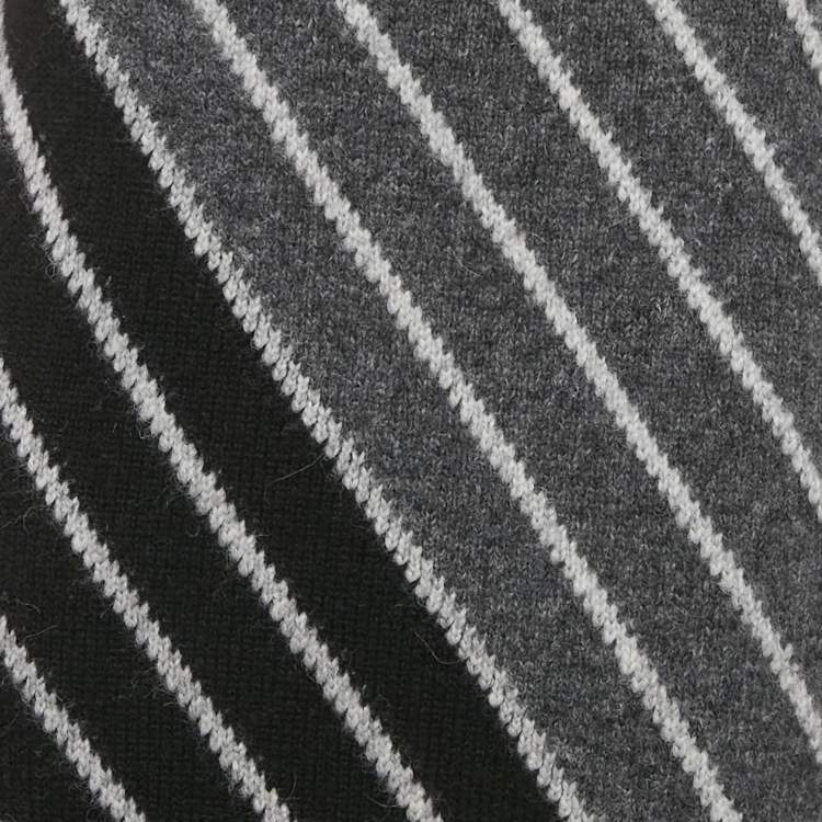 Pre Owned Stella McCartney Grey Striped Wool Midi Skirt XS
