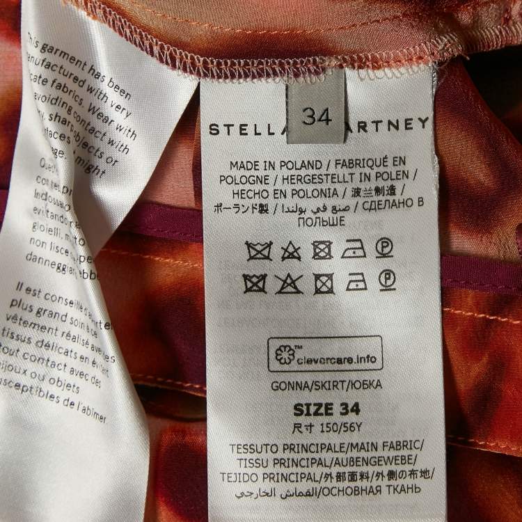 Pre Owned Stella McCartney Pink/Brown Leopard Print Silk Midi Skirt XXS