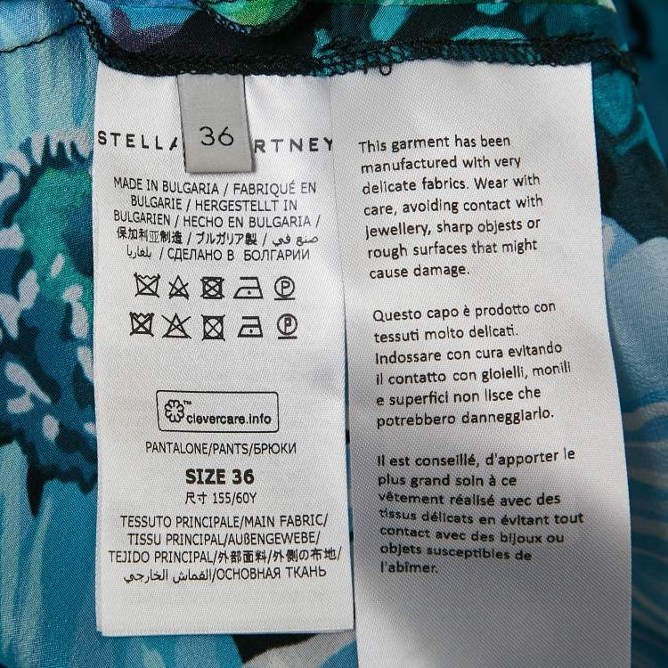 Pre Owned Stella McCartney Multicolor/Blue Floral Print Tie-Up Detail Trousers XS