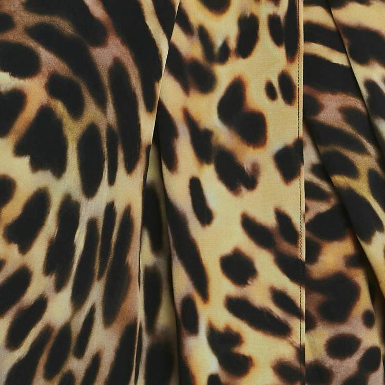 Pre Owned Stella McCartney Brown Leopard Print Silk Sleeveless Top M