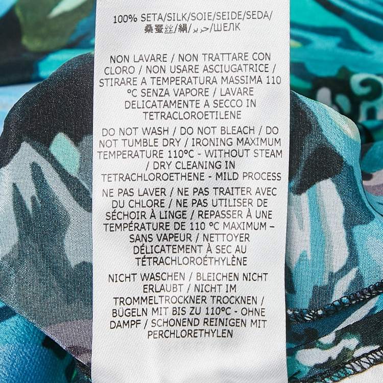 Pre Owned Stella McCartney Blue Floral Print Silk Tie-Up Trousers S