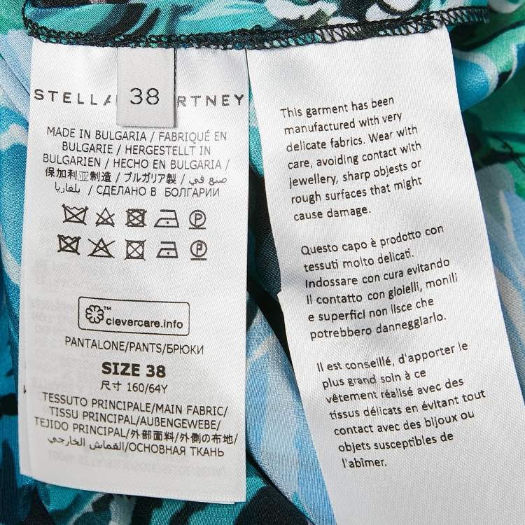 Pre Owned Stella McCartney Blue Floral Print Silk Tie-Up Trousers S