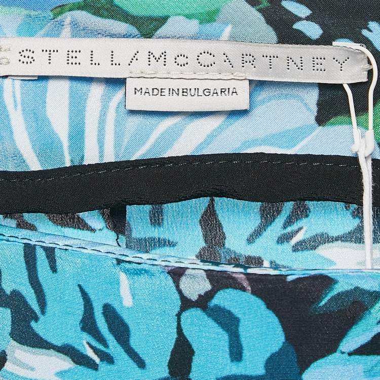 Pre Owned Stella McCartney Blue Floral Print Silk Tie-Up Trousers S
