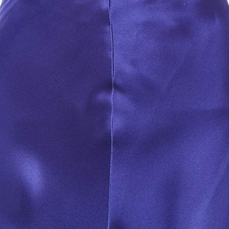 Pre Owned Stella McCartney Blue Satin Flared Midi Skirt M