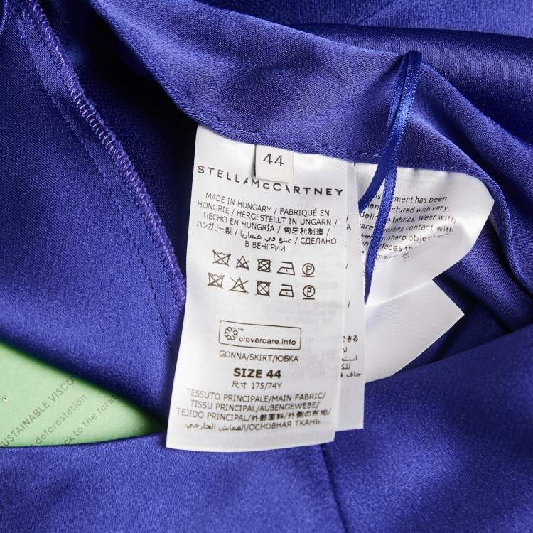 Pre Owned Stella McCartney Blue Satin Flared Midi Skirt M