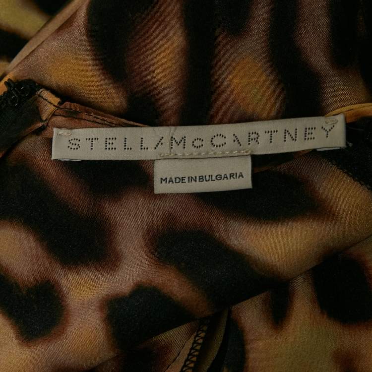 Pre Owned Stella McCartney Beige Leopard Silk Tie-Up Jumpsuit XS