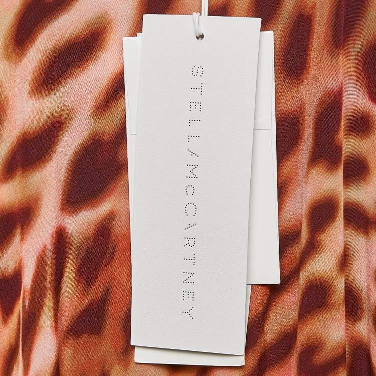 Pre Owned Stella McCartney Brown Leopard Print Silk Tie-Up Jumpsuit S