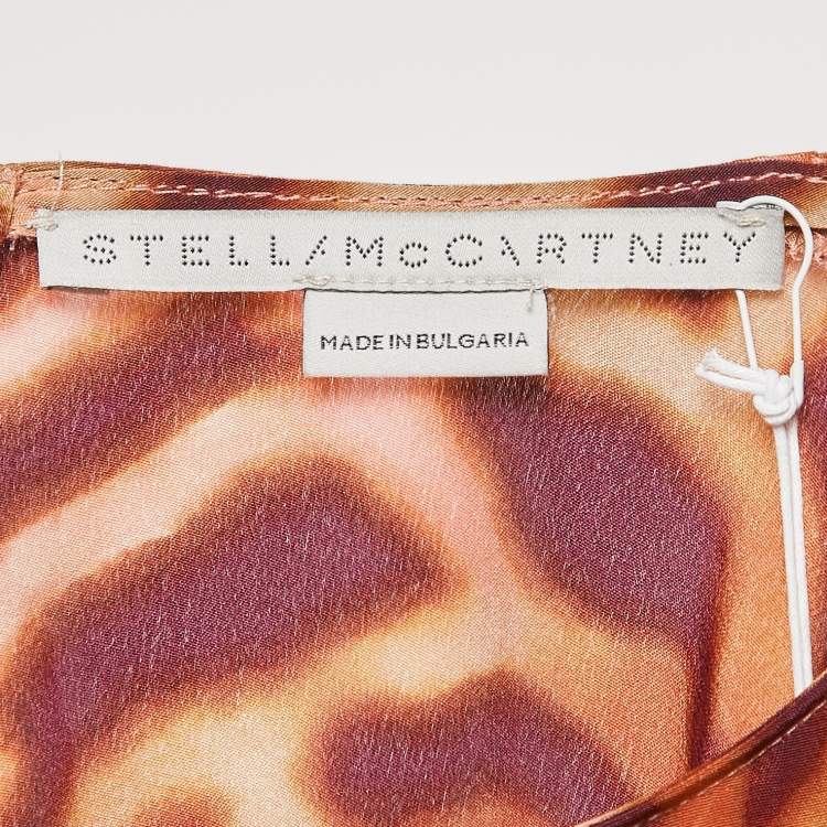 Pre Owned Stella McCartney Brown Leopard Print Silk Tie-Up Jumpsuit S